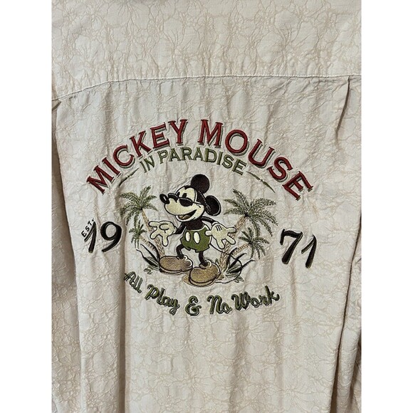 Disney Parks Mickey Mouse In Paradise Embroidered Button Up Shirt Mens Med - Picture 1 of 5